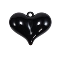 Glanzende zwarte hartvormige hanger met metallic afwerking voor DIY sieraden en tassen - Zwart (Groot)