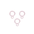 Set of three pink spiral twisted round charms with small loop for DIY jewelry making - Double Circle / Light Pink