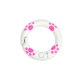 Weißer Federring mit rosa Katzenpfoten-Druck für DIY-Schlüsselanhänger und Taschen - 20mm / Weiß - Rosarot Pfote