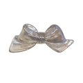 Iridescent glitter bow bead for DIY jewelry making in a translucent rainbow finish - Bow / 10 Pieces/Pack / Glitter Gray
