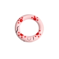 Anillo de resorte rosa con huellas de gato rojas pintadas a mano para llaveros DIY - 20mm / Rosa Claro - Pata Roja