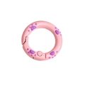 Anillo de resorte rosa con estampado de pata de gato lila para manualidades DIY - 20mm / Rosa Pálido - Pata Violeta