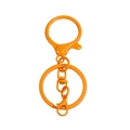 Orange lacquered alloy keychain set with double lobster clasps and rotating rings - Orange