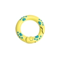 Anillo de resorte redondo amarillo con huellas azules para llaveros DIY y joyería - 20mm / Amarillo - Pata Verde Azulado