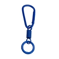 Blue D-ring carabiner keychain with metal spring coil and round split key ring - Sapphire Blue