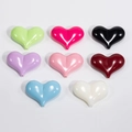 Acrylic macaron heart beads set in 8 vibrant colors for DIY jewelry and keychains - Random Color
