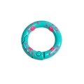 Anillo de resorte azul tiffany con huellas de gato para llaveros y bolsos DIY - 20mm / Verde Azulado - Pata Rosa Fucsia