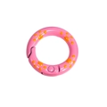 Anillo de resorte redondo rosa con huellas naranjas para llaveros y joyería DIY - 20mm / Rosa Fucsia - Pata Naranja