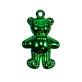 Polished metallic green bear pendant with bow tie detail for DIY jewelry making - Metallic Emerald