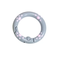 Anillo de resorte de metal gris con patrón de huellas de gato rosa para llaveros - 24mm / Gris - Pata Rosa