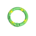 Llavero de anillo de resorte verde metálico con huellas de gato amarillas pintadas - 24mm / Verde Primavera - Pata Amarilla
