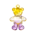 Translucent yellow and purple gradient acrylic bear pendant with a round metal ring - Transparent Gradient Yellow Purple