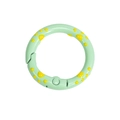Mosquetón de anillo elástico verde claro con huella de gato amarilla para accesorios DIY - 24mm / Verde Lácteo - Pata Amarilla