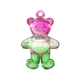 Pink and green gradient translucent acrylic teddy bear charm for DIY jewelry and keychains - Transparent Gradient Purple Green