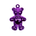 Charming purple metallic acrylic bear pendant with a cute bow for DIY jewelry making - Metallic Purple