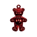 Translucent dark red acrylic bear pendant with a glossy metallic electroplated finish - Metallic Red