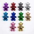 Colorful acrylic mini bear pendants in 10 metallic plating finishes for DIY jewelry making - Metallic Multicolor