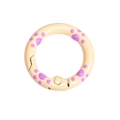 Mosquetón redondo beige crema con huellas de gato moradas para llaveros DIY - 24mm / Pomelo - Pata Violeta