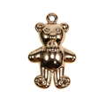 Polished gold metal bear pendant with bow tie for DIY jewelry and keychain making - Metallic Gold