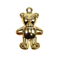 Polished gold metal bear charm pendant with connector ring for DIY jewelry making - Metallic Yellow