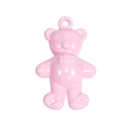 Pink acrylic bear pendant with glossy finish and metal loop for DIY jewelry making - Painted Pink
