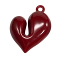 Ciondolo a cuore in acrilico rosso scuro lucido con finitura liscia e anello integrato - Rosso Ankara