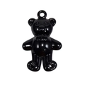 Polished black bear pendant with glossy finish for DIY keychains and necklaces - Painted Black