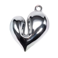 Ciondolo a cuore 3D in argento lucido con finitura a specchio per gioielli fai da te - Bianco K/Argento
