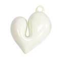 Ciondolo a cuore in acrilico bianco crema lucido con occhiello per gioielli fai da te - Bianco