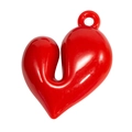 Ciondolo a cuore in acrilico rosso lucido con finitura levigata per gioielli fai da te - Rosso