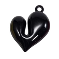 Pendente a cuore in acrilico nero lucido con design aerodinamico per gioielli fai da te - Nero