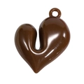 Ciondolo a cuore in acrilico marrone cioccolato lucido con foro per appenderlo per DIY - Caffè Scuro