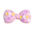 Cuenta de lazo de acrílico rosa con corazones púrpuras para creación de joyas DIY - Pintura Rosa