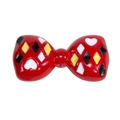 Cuenta de lazo de acrílico tema póker con acabado de esmalte rojo y corazones - Pintado-Rojo