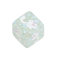 DIY cube bead in light green floral pattern with a cute white kitten and pink bow design - Green Cat (Animal Flower Bead) / Green Series