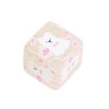 Cube bead with cute bear and pink floral print for DIY jewelry and phone chain - Grapefruit Puppy (Animal Flower Bead) / Grapefruit Color