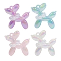 Iridescent acrylic balloon dog charms in purple, blue, pink, and white for DIY crafts - Jelly Style with Pearl Collar / Random Color