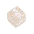 Cube acrylic bead featuring hand-painted white cat and orange flower for DIY jewelry - Grapefruit Cat (Animal Flower Bead) / Grapefruit Color