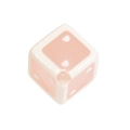 Pink and white square acrylic bead with heart pattern for DIY jewelry making - Heart Dot (Slanted Hole) / White Edge Pink