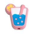 Colorful resin straw cup charm with pink body, blue liquid, and yellow lemon slice detail - Thin Cup Style / Pink