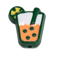 DIY green pearl milk tea cup charm with lemon slice for shoes and keychains - Thin Cup Style / Dark Green