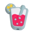 Colorful hand-painted straw cup bead with a yellow lemon slice for DIY jewelry making - Thin Cup Style / Denim Blue