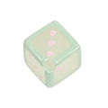 DIY cube bead with heart pattern in green and cream finish for jewelry making - Heart Dot (Slanted Hole) / Green Border