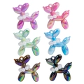 Acrylic iridescent balloon dog charms in six assorted colors for DIY jewelry crafts - Solid Color Style with Pearl Collar / Random Color
