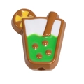 Green bubble tea charm bead for DIY phone chains and keychain jewelry making - Thin Cup Style / Light Coffee