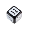 Glossy black cubic dice bead with white star patterns for DIY jewelry and phone charms - Pentagram Dice / Black