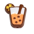 Colorful hand-painted bubble tea cup bead for DIY keychain and phone chain making - Thin Cup Style / Dark Coffee
