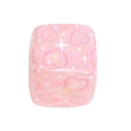 Pink rectangular resin bead with velvet heart and star pattern for DIY jewelry making - Heart and Star (Straight Hole) / Pink