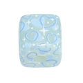 Mint green cube bead with blue heart patterns and star accents for DIY jewelry making - Heart and Star (Straight Hole) / Blue