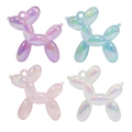 Acrylic balloon dog charms in iridescent purple, blue, pink, and white finishes - Jelly Style without Collar / Random Color